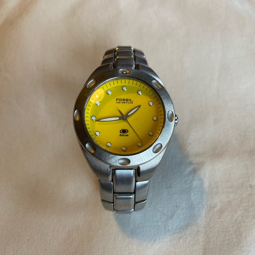 Fossil watch yellow face